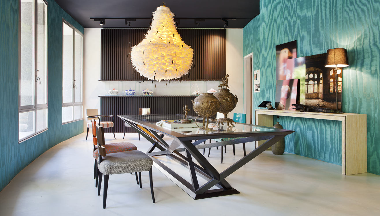Comedor turquesa por Diego Rodríguez en Casa Decor 2013