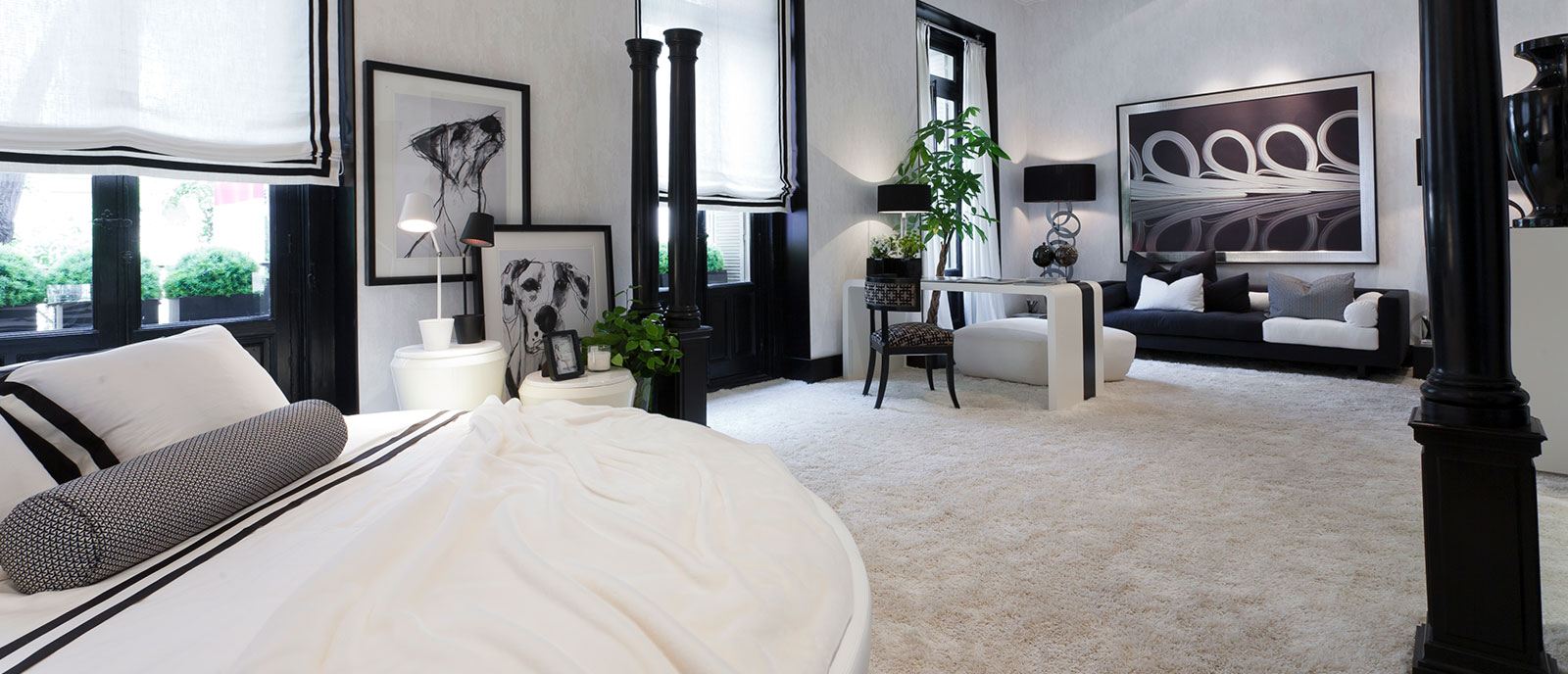 Dormitorio en blanco y negro – «Un sueño redondo»