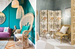 Sillones de ratán en interiores