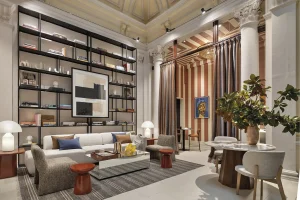 espacio Cultura y Diseño de El Corte Inglés en Casa Decor 2026 con pavimento de PVC restaurado y diseño interior elegante y contemporáneo