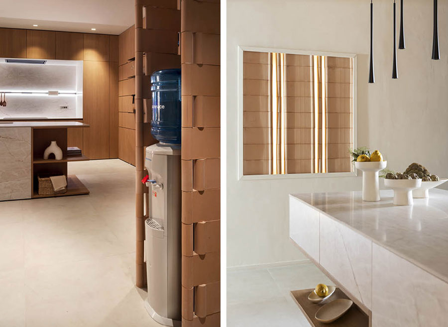 Estructura realizada con cerámica extrusionada Curtain de Nuet en el Espacio Doimo Cucine de Casa Decor 2026.