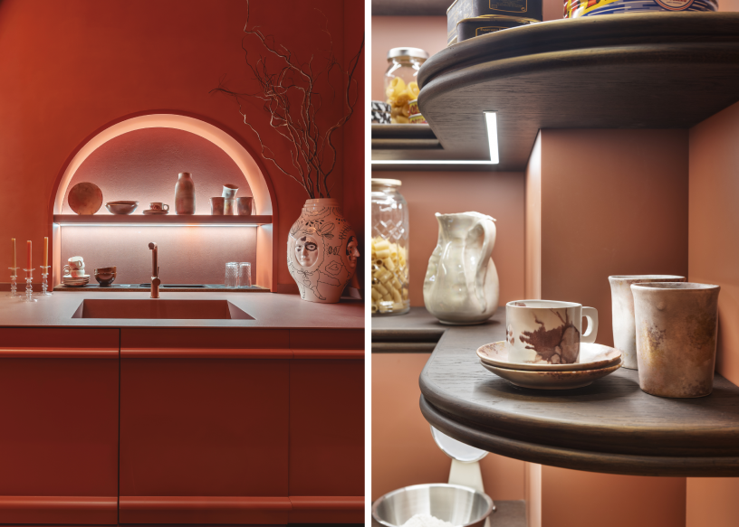 Cerámica artesanal Ivanros Marblé Rosé en la cocina Savia de SixtyPro en Casa Decor 2026